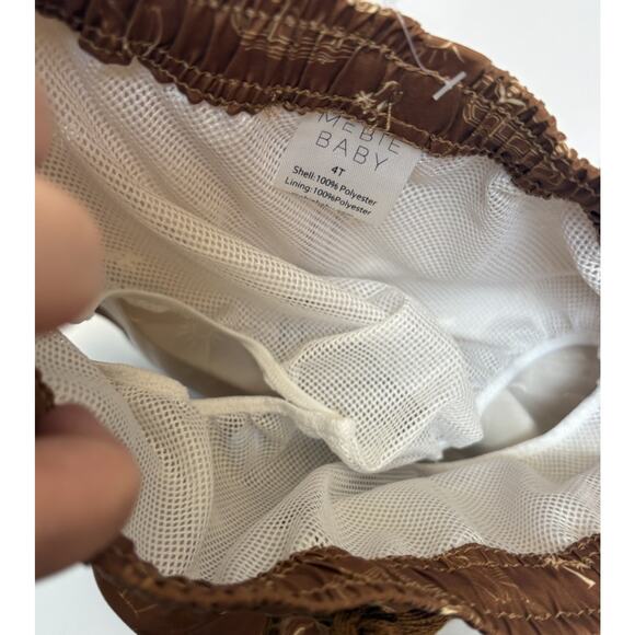 Mebie Baby Boys Swim Trunks 4T Brown Surf Bus Print UPF 50 Lined Board Shorts - Picture 6 of 7